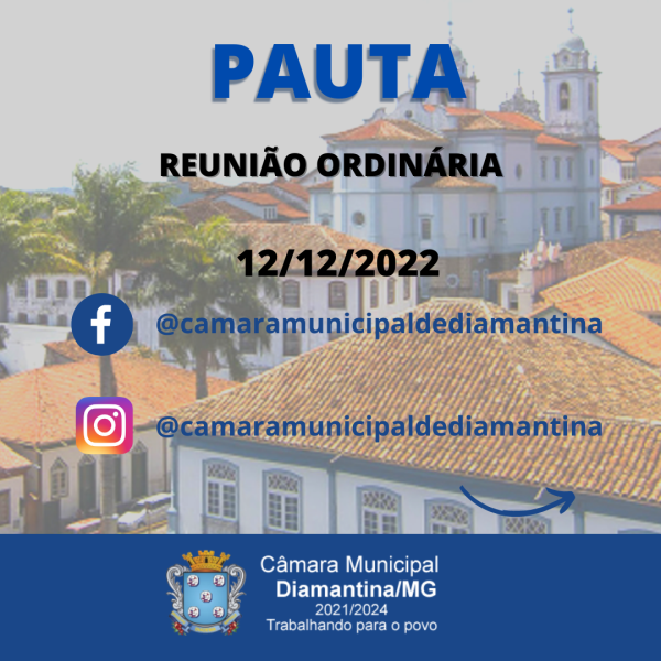 PAUTA DA REUNIÃO ORDINÁRIA - 12/12/2022 