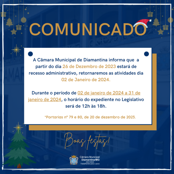 COMUNICADO - RECESSO DE FIM DE ANO!