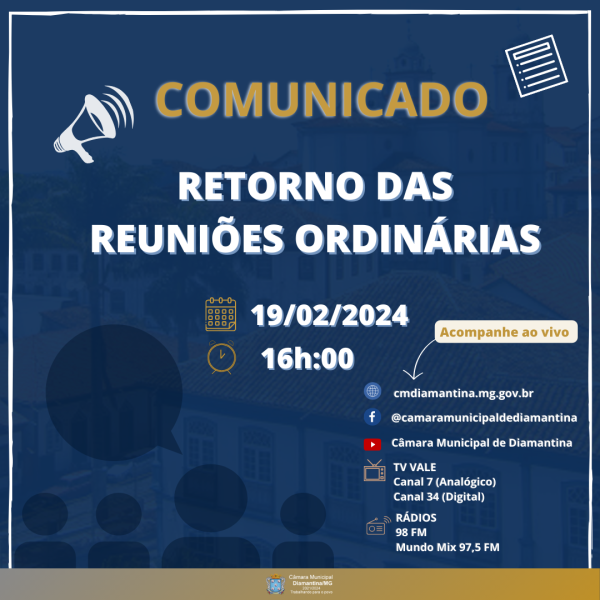 A Câmara Municipal de Diamantina não para de trabalhar por você! 